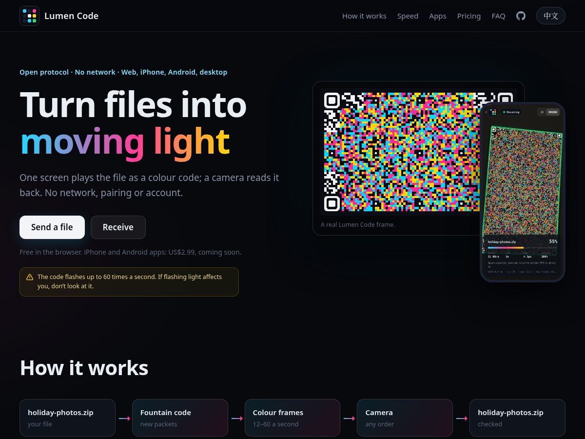 Landing-page snapshot of lumencode.link