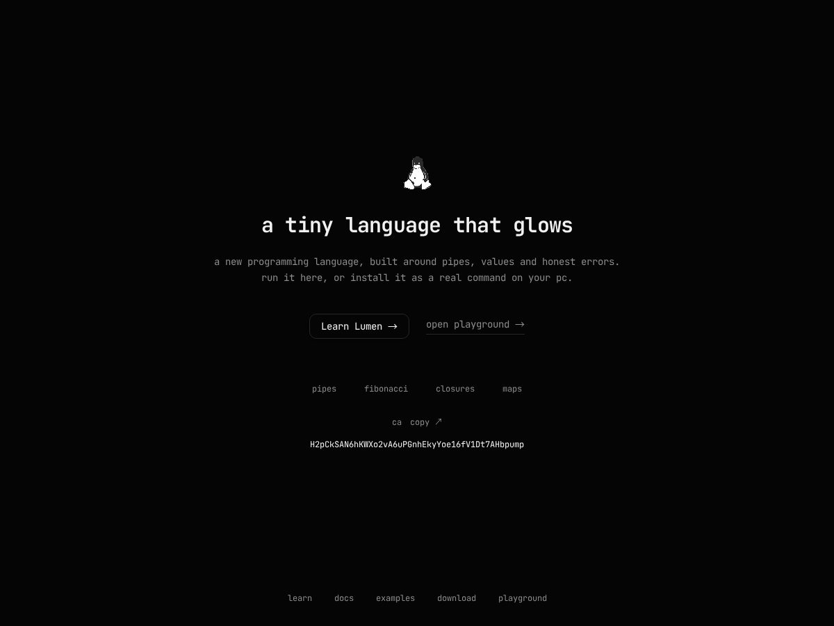 Landing-page snapshot of lumencoding.tech