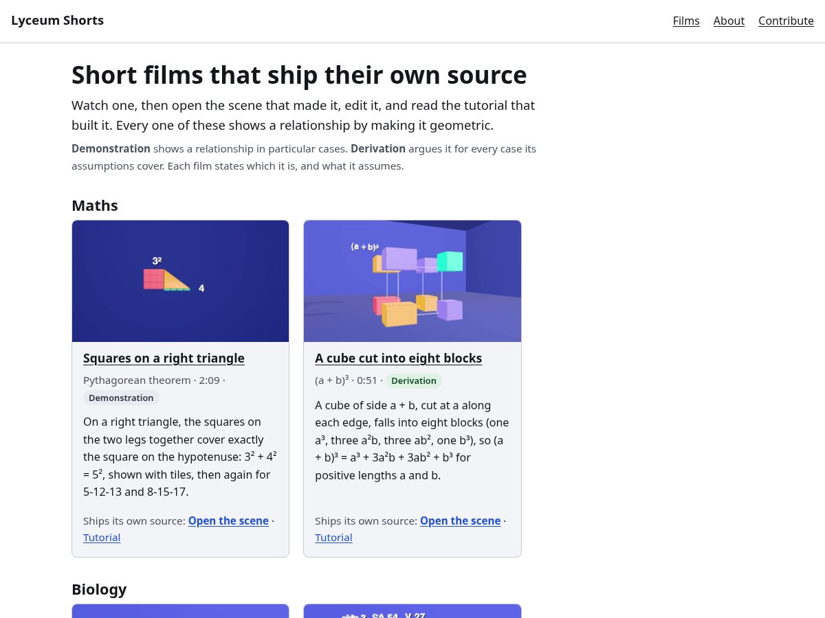 Landing-page snapshot of lyceumshorts.com