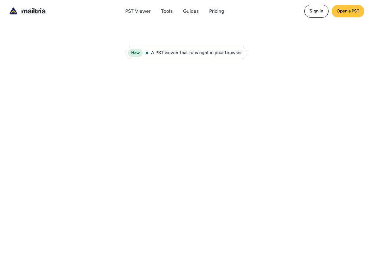 Landing-page snapshot of mailtria.com