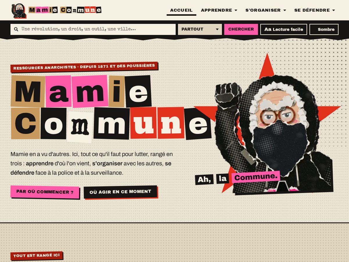 Landing-page snapshot of mamiecommune.org