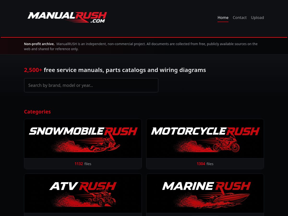 Landing-page snapshot of manualrush.com