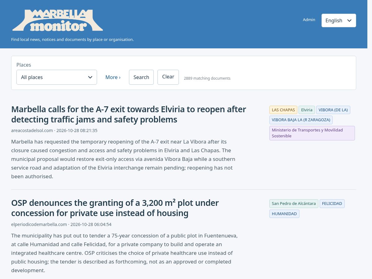 Landing-page snapshot of marbellero.online