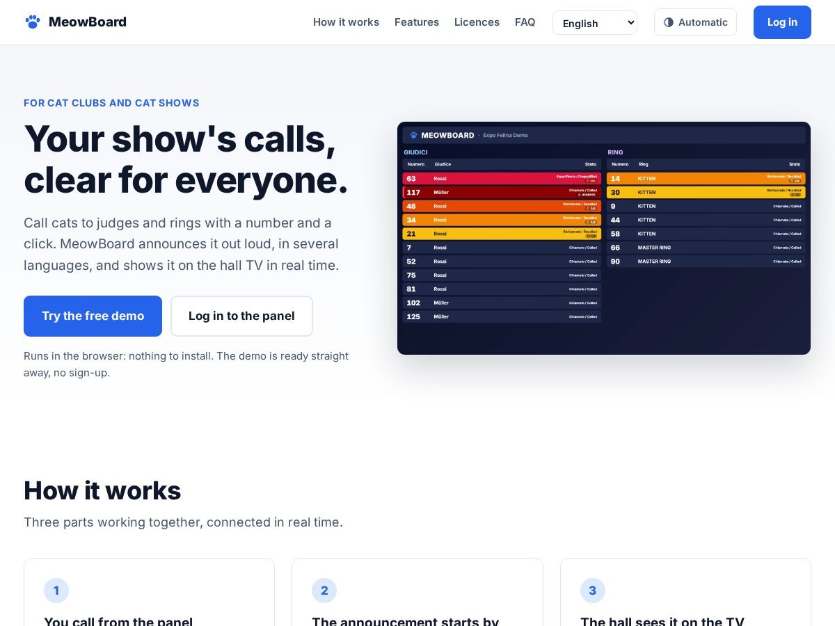 Landing-page snapshot of meowboard.online