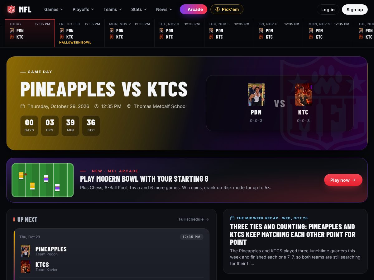 Landing-page snapshot of metcalffootball.xyz