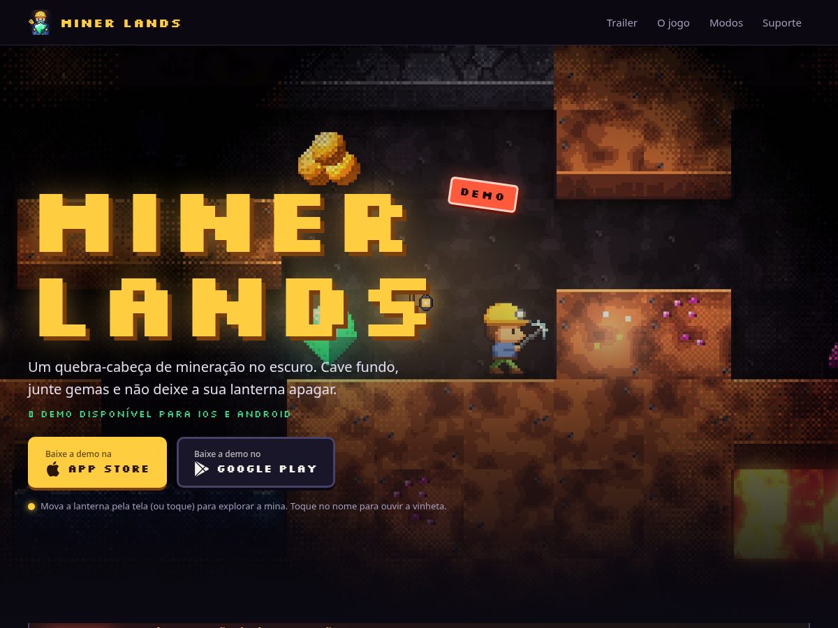 Landing-page snapshot of minerlands.site