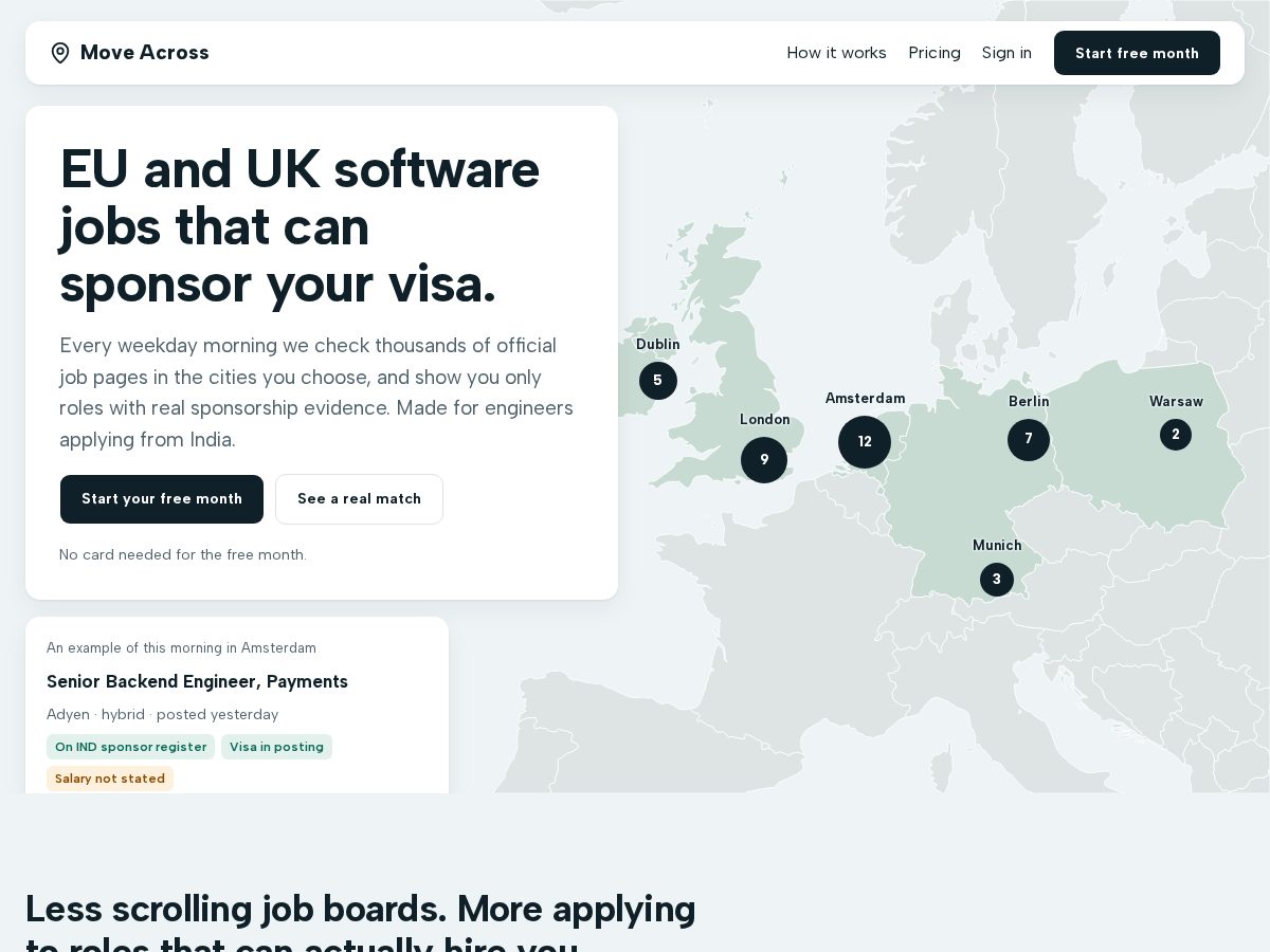 Landing-page snapshot of moveacross.app