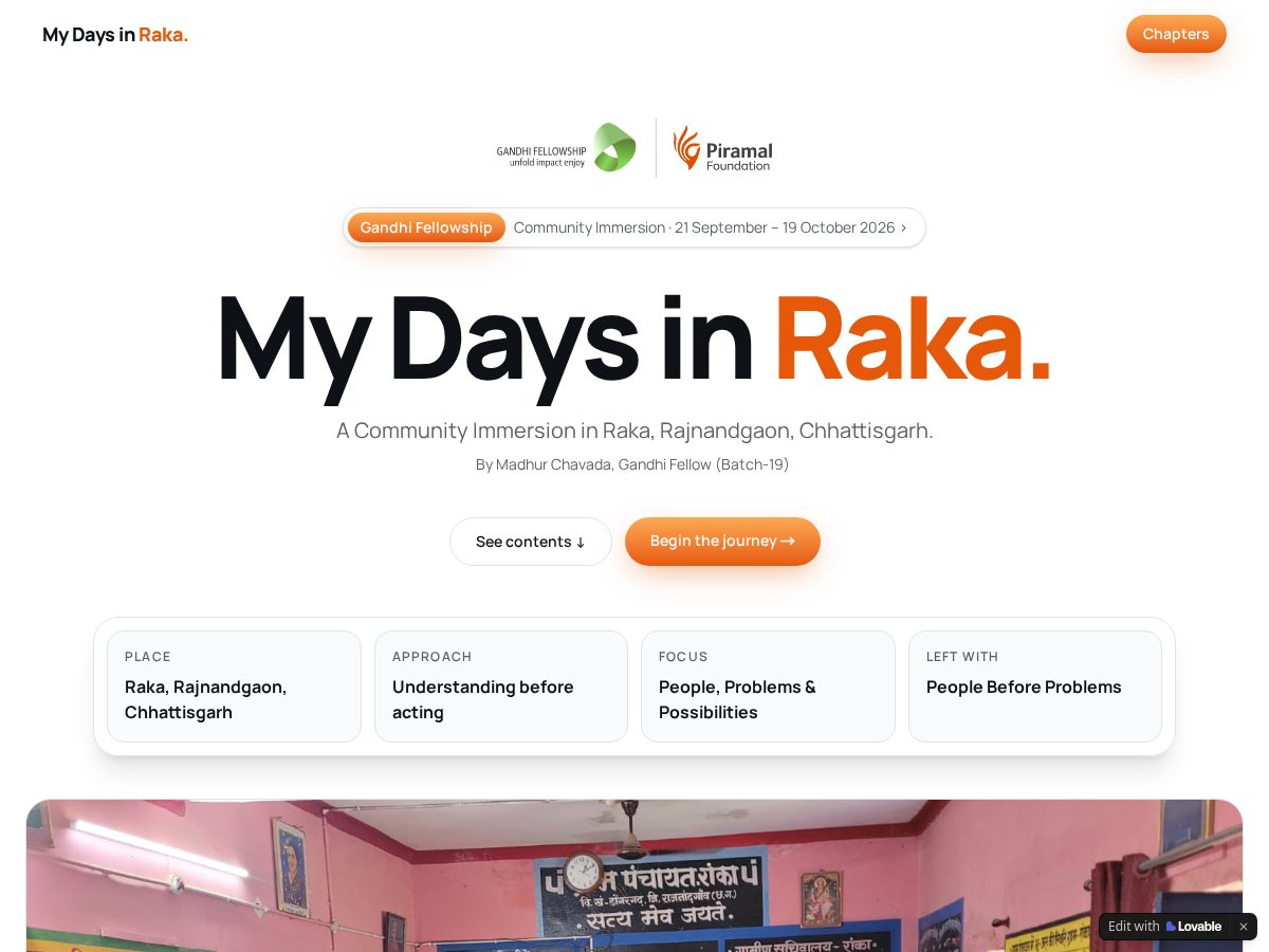 Landing-page snapshot of mydaysinraka.life