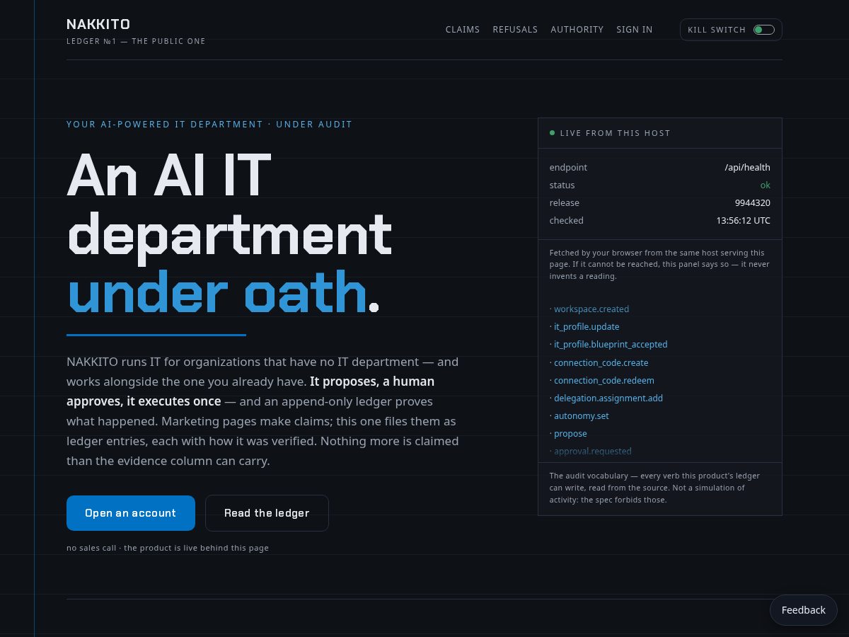Landing-page snapshot of nakkito.com