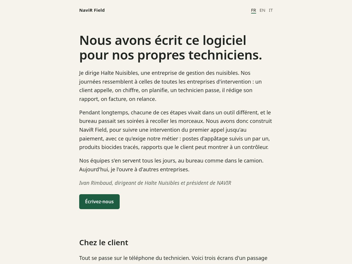 Landing-page snapshot of navirfield.com