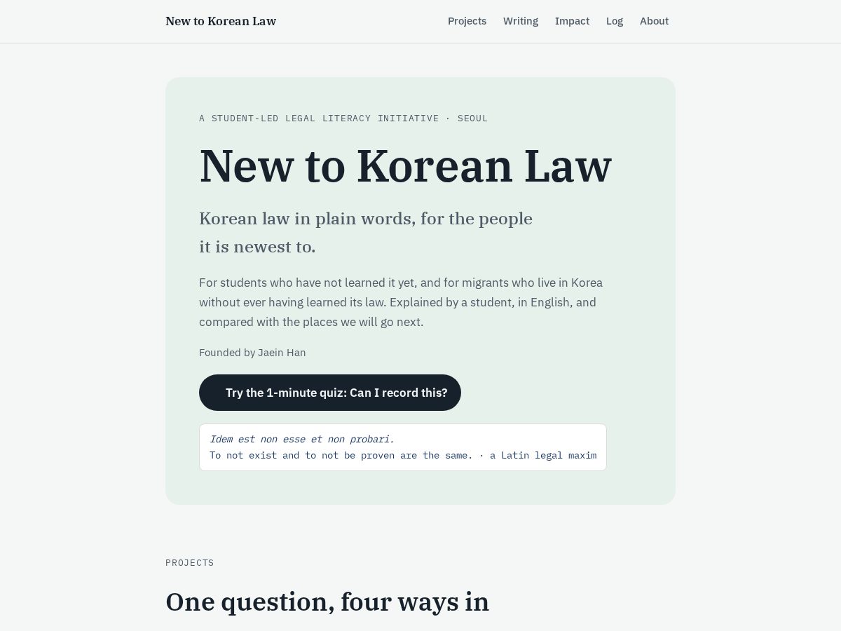 Landing-page snapshot of newtokoreanlaw.org