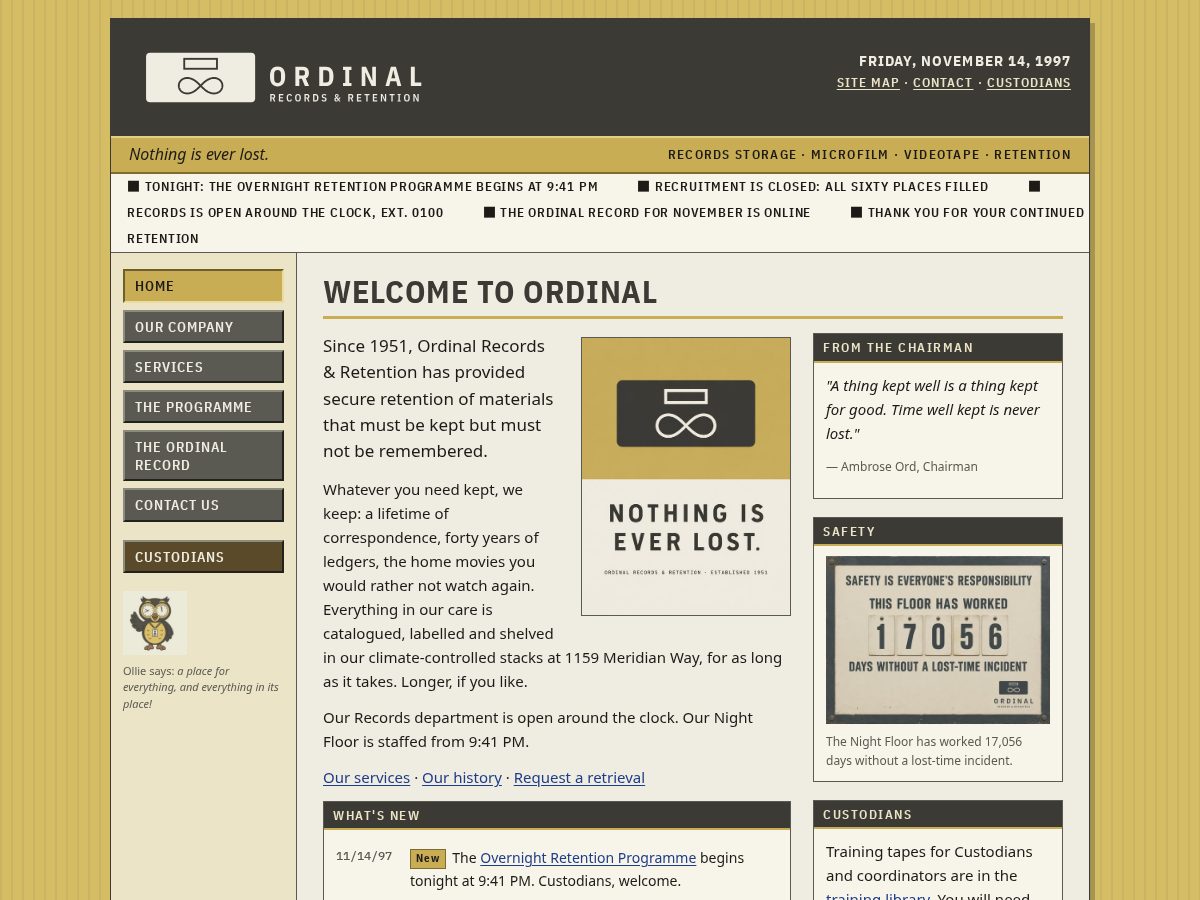 Landing-page snapshot of ordinalrecords.com