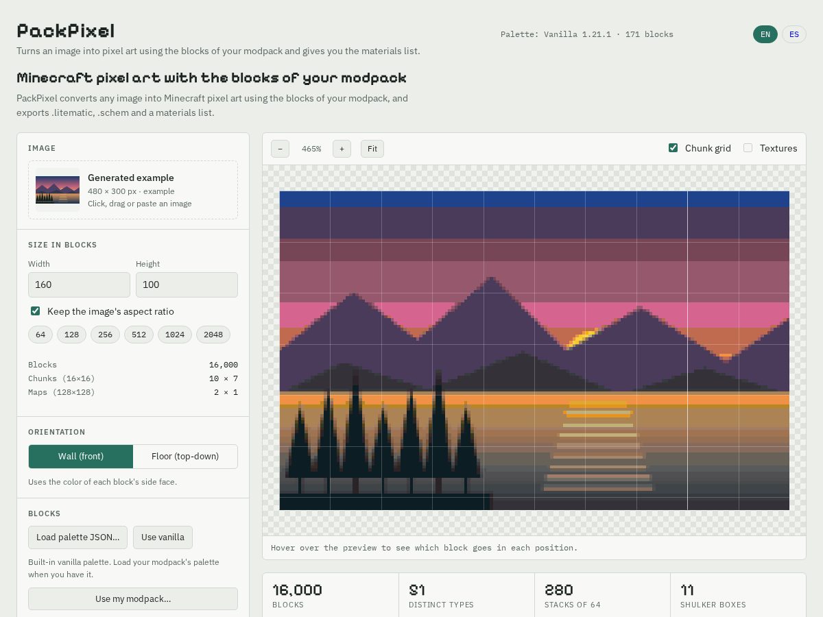 Landing-page snapshot of packpixel.app