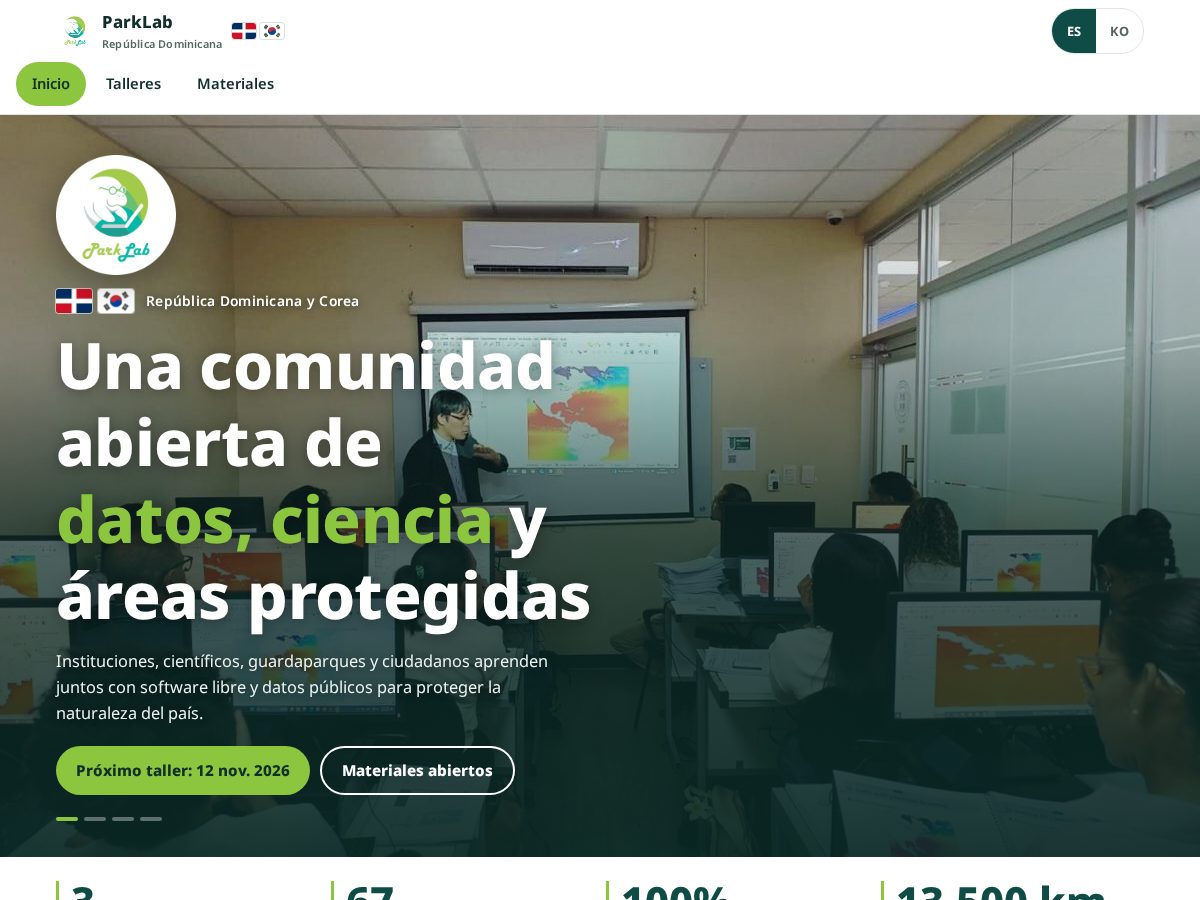 Landing-page snapshot of parklabdr.org