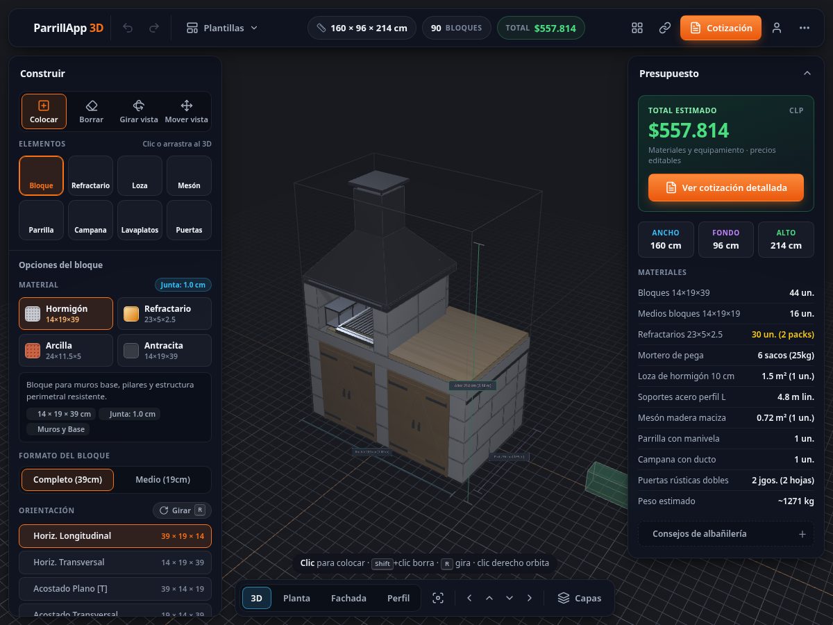 Landing-page snapshot of parrillapp3d.com