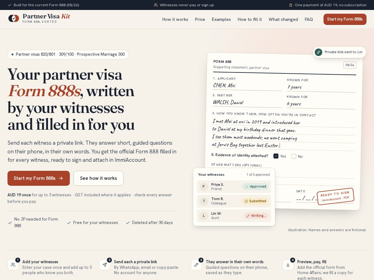 Landing-page snapshot of partnervisakit.com