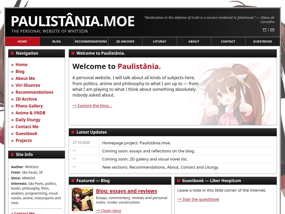 Landing-page snapshot of paulistania.moe