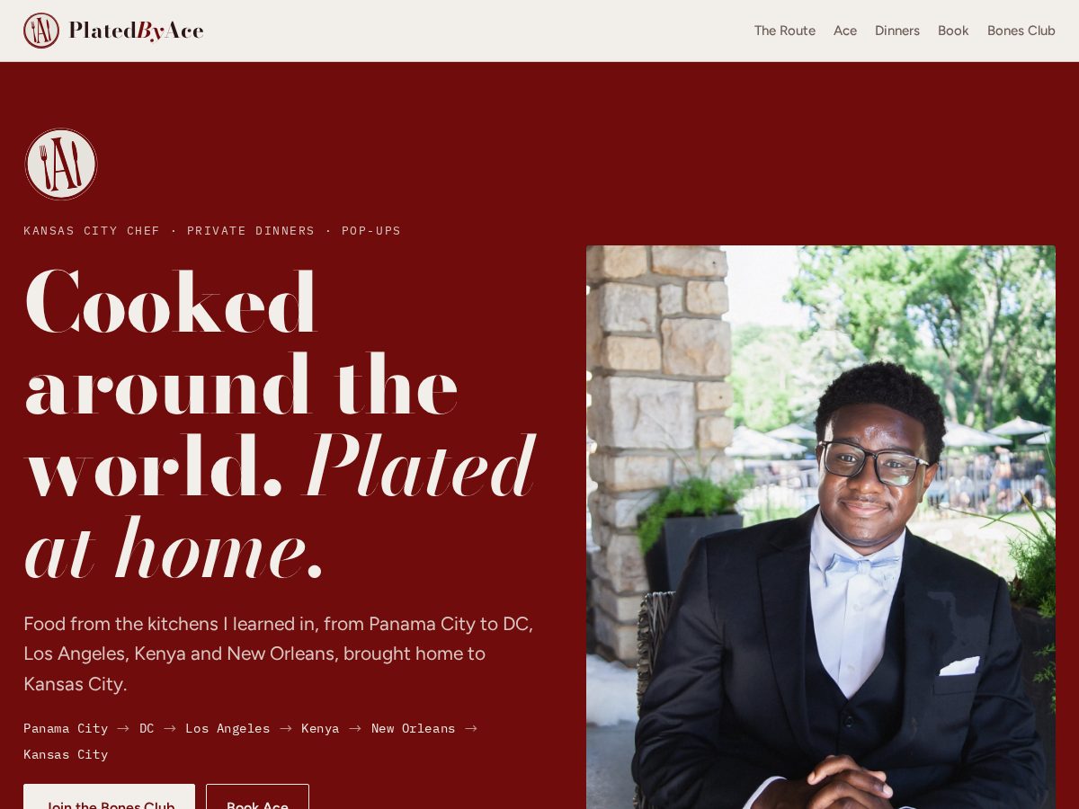 Landing-page snapshot of platedbyace.com