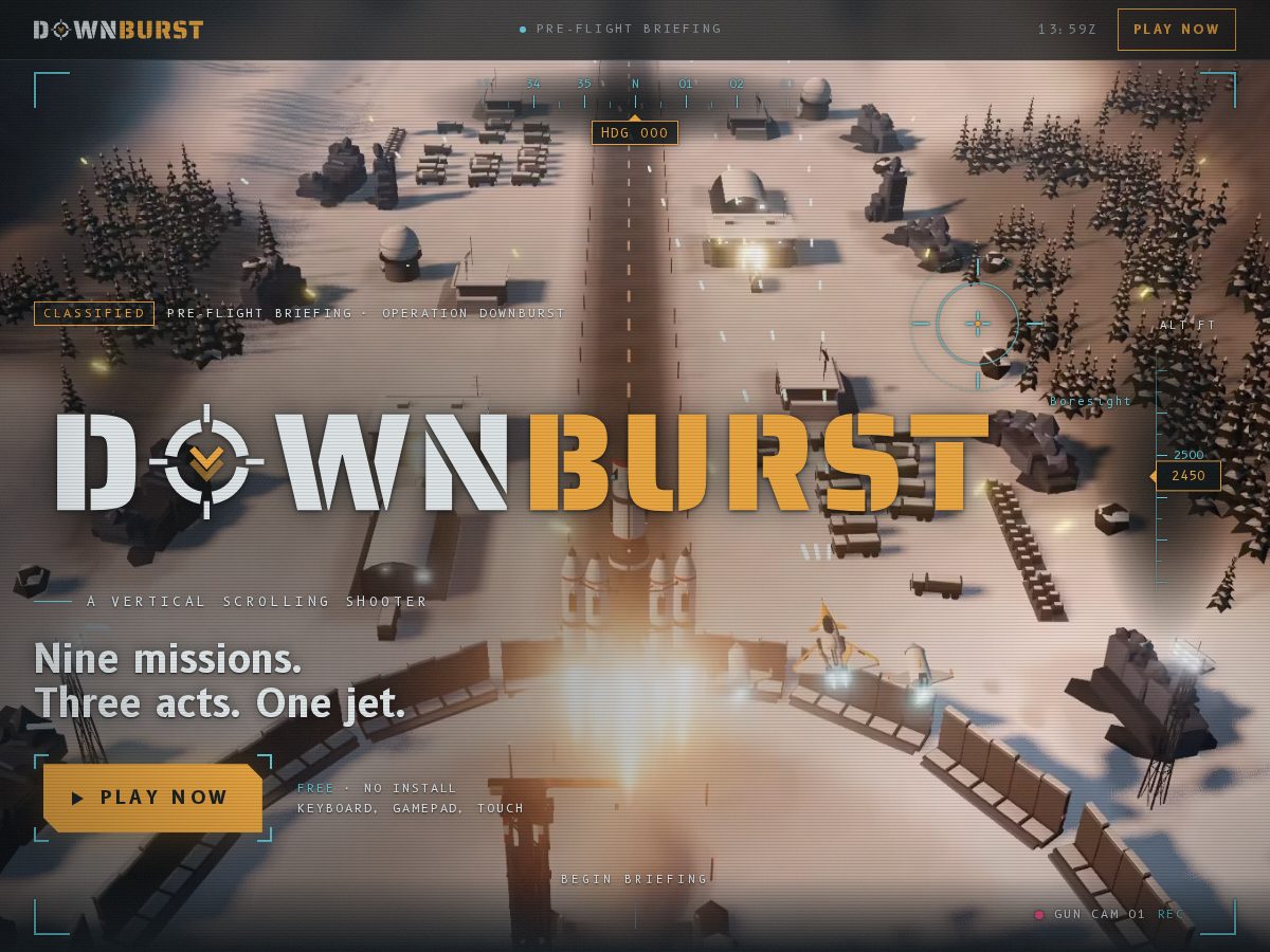 Landing-page snapshot of playdownburst.com