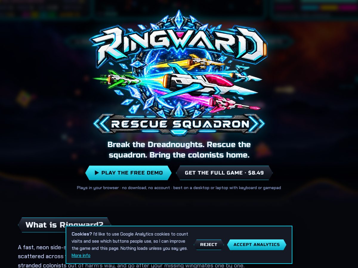 Landing-page snapshot of playringward.com