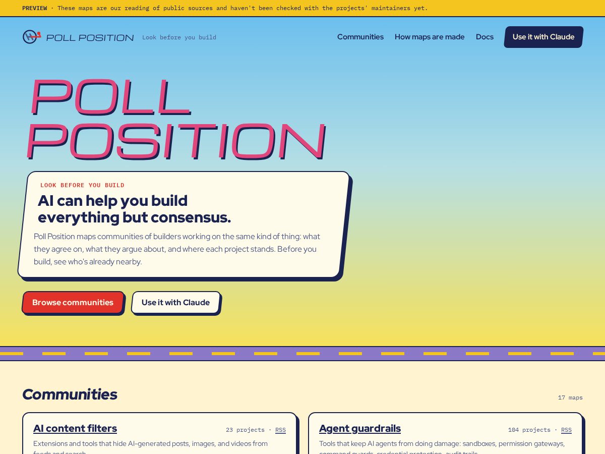 Landing-page snapshot of pollposition.dev