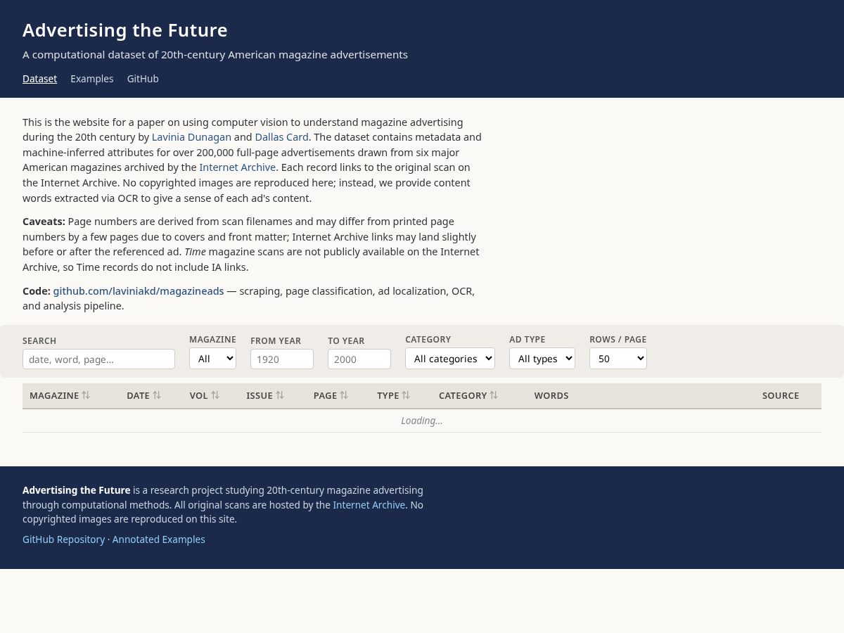 Landing-page snapshot of printadarchive.com