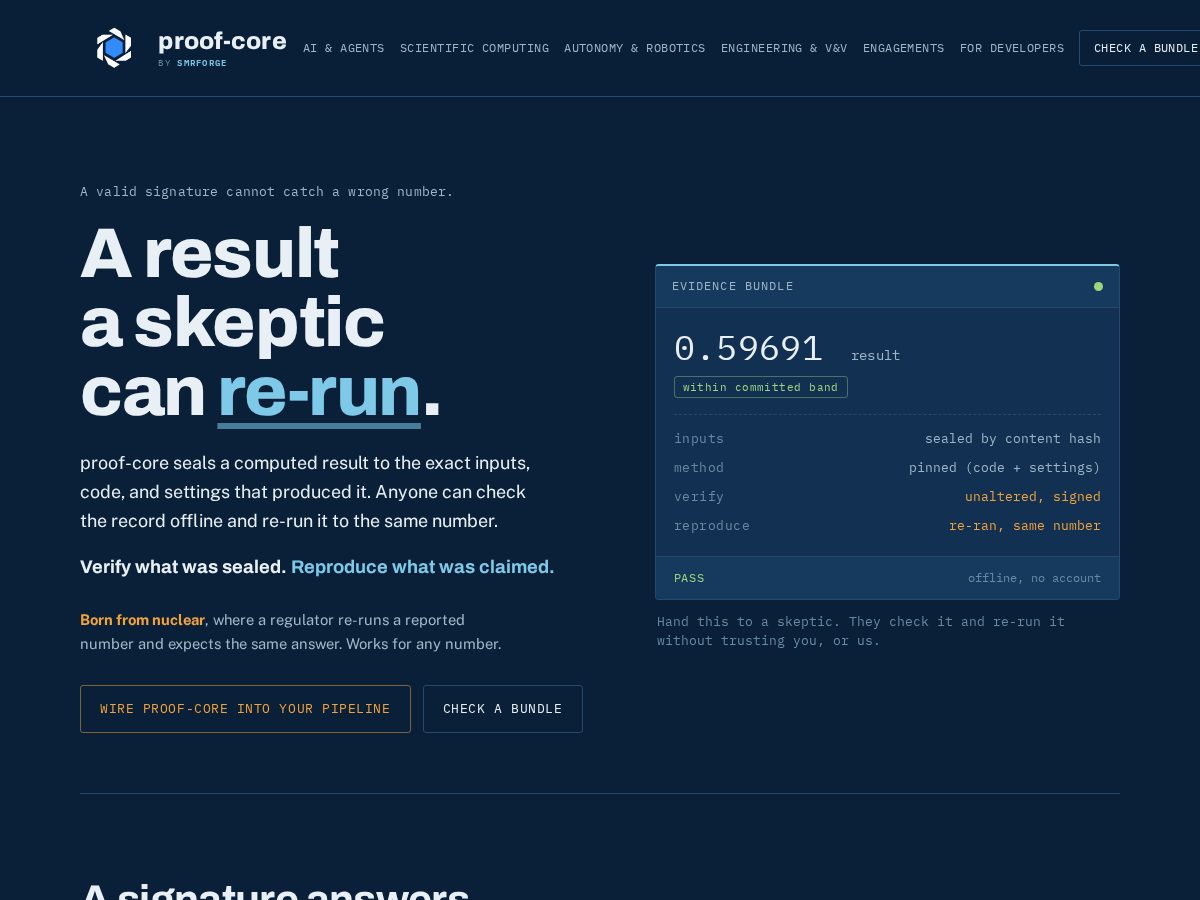 Landing-page snapshot of proof-core.com