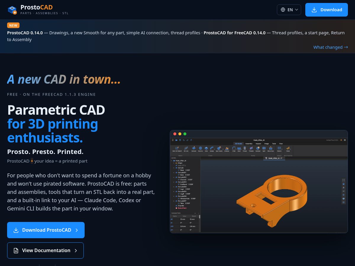 Landing-page snapshot of prostocad.com