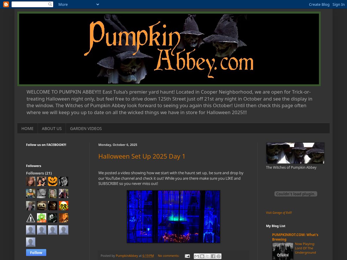Landing-page snapshot of pumpkinabbey.com