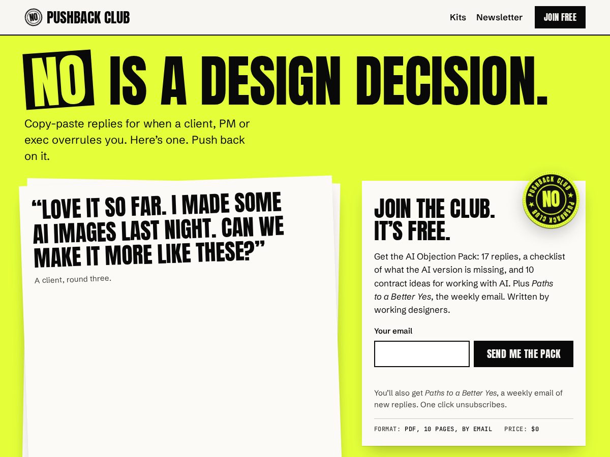 Landing-page snapshot of pushbackclub.com