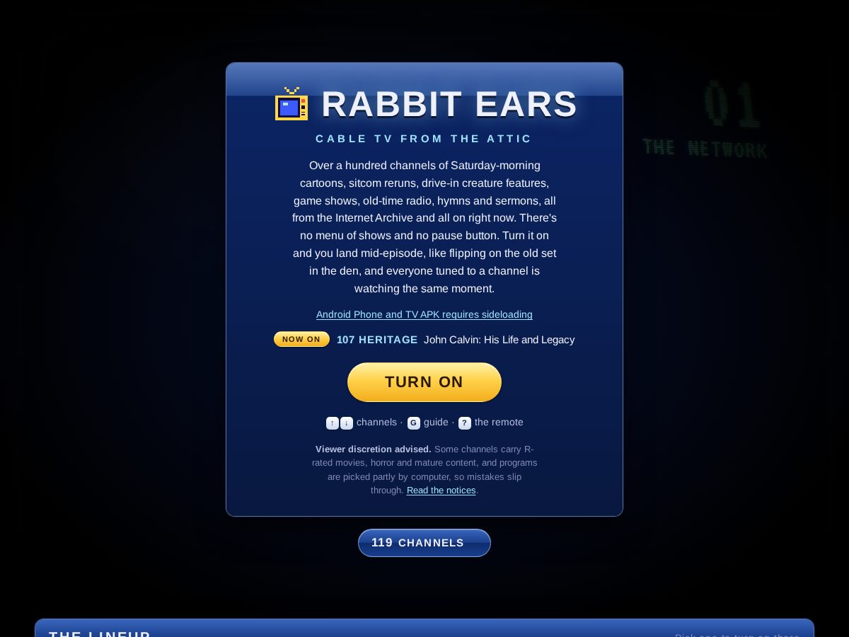 Landing-page snapshot of rabbitears.app