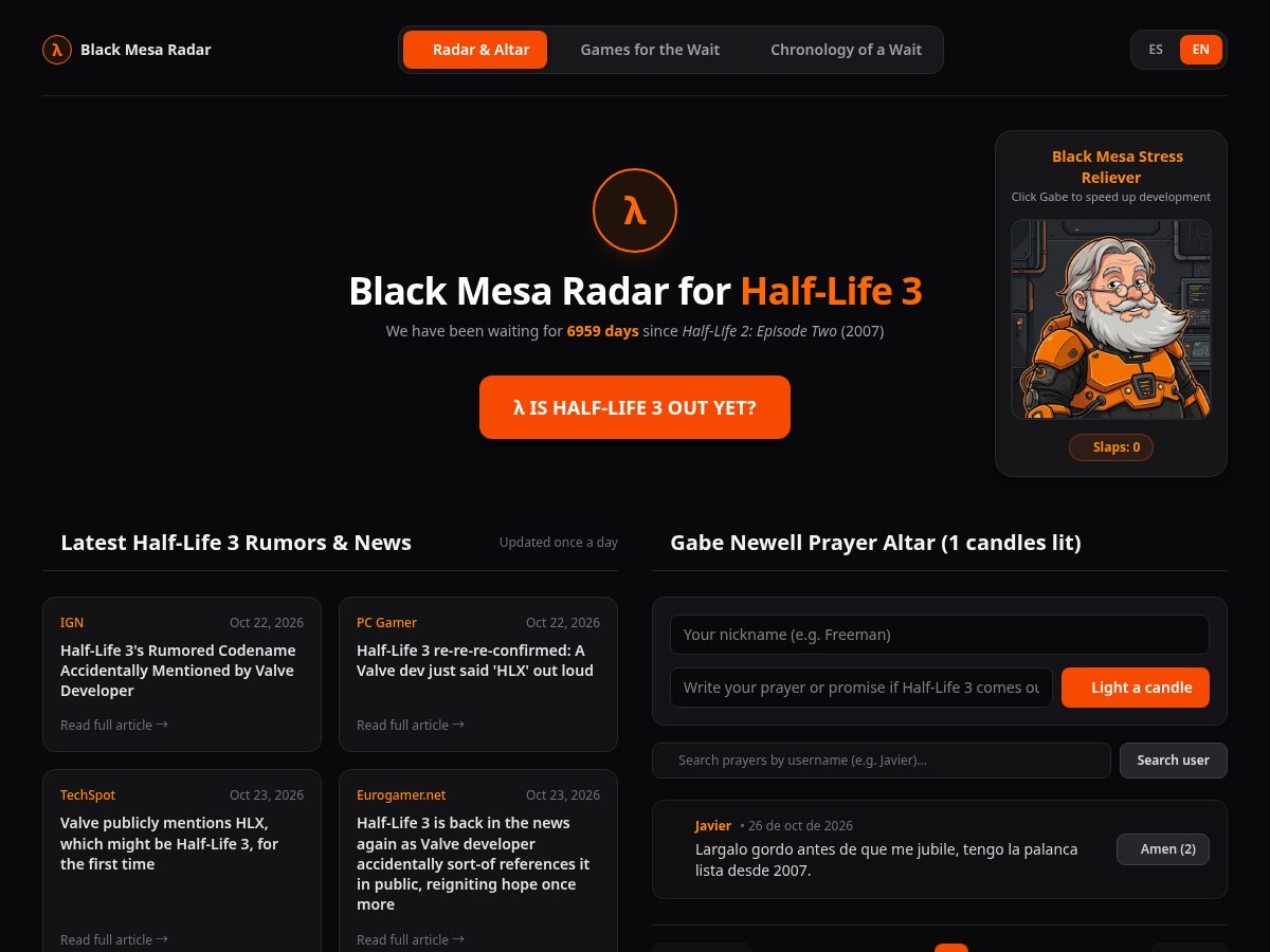 Landing-page snapshot of radarblackmesa.online