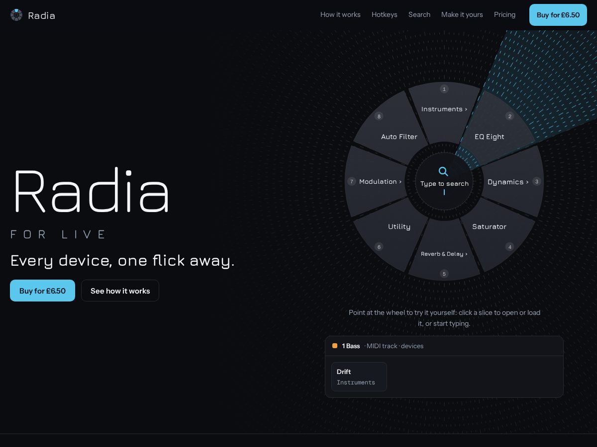 Landing-page snapshot of radiaforlive.app