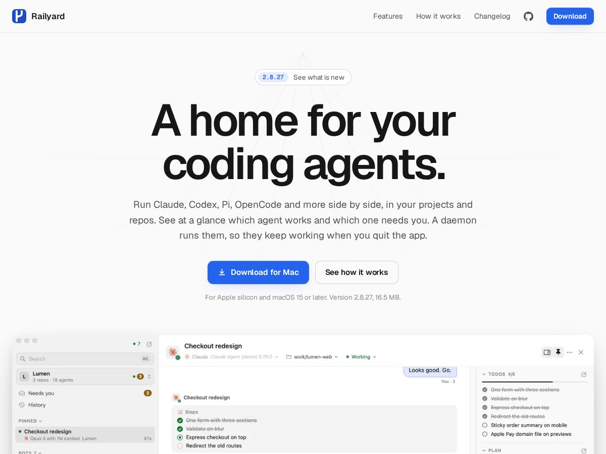 Landing-page snapshot of railyard.work