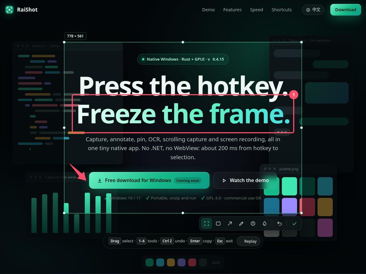 Landing-page snapshot of raishot.top