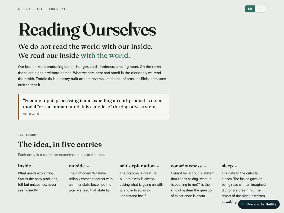 Landing-page snapshot of readingourselves.com