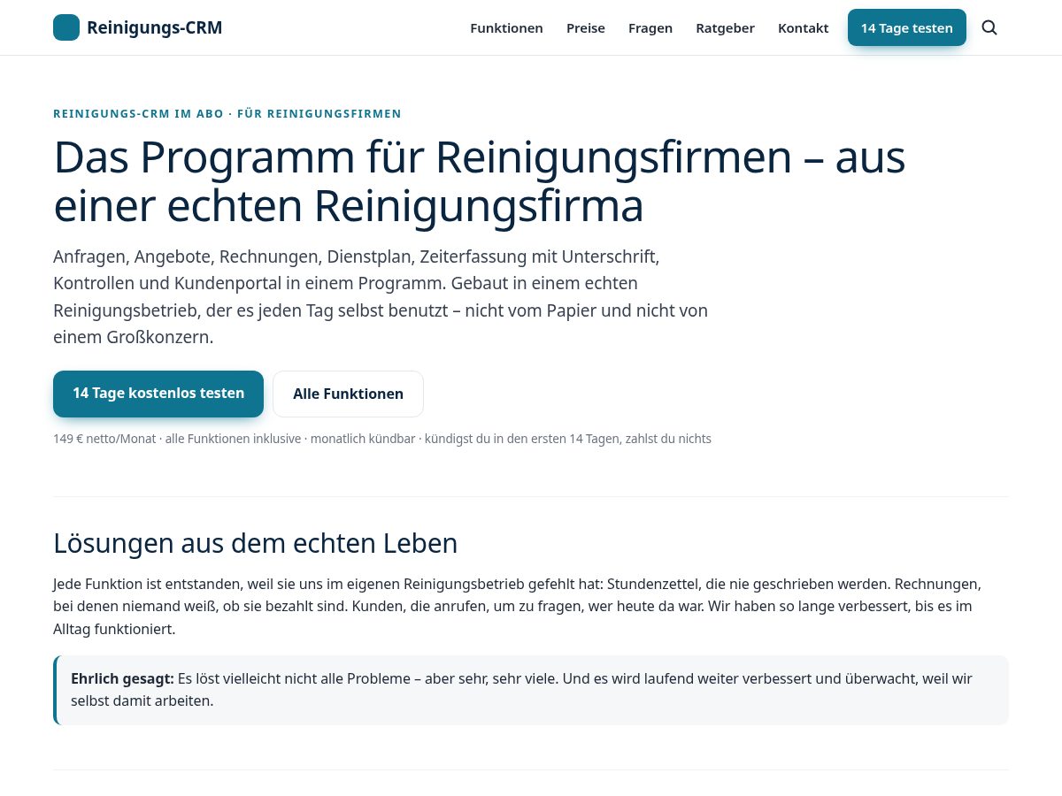 Landing-page snapshot of reinigungs-crm.com