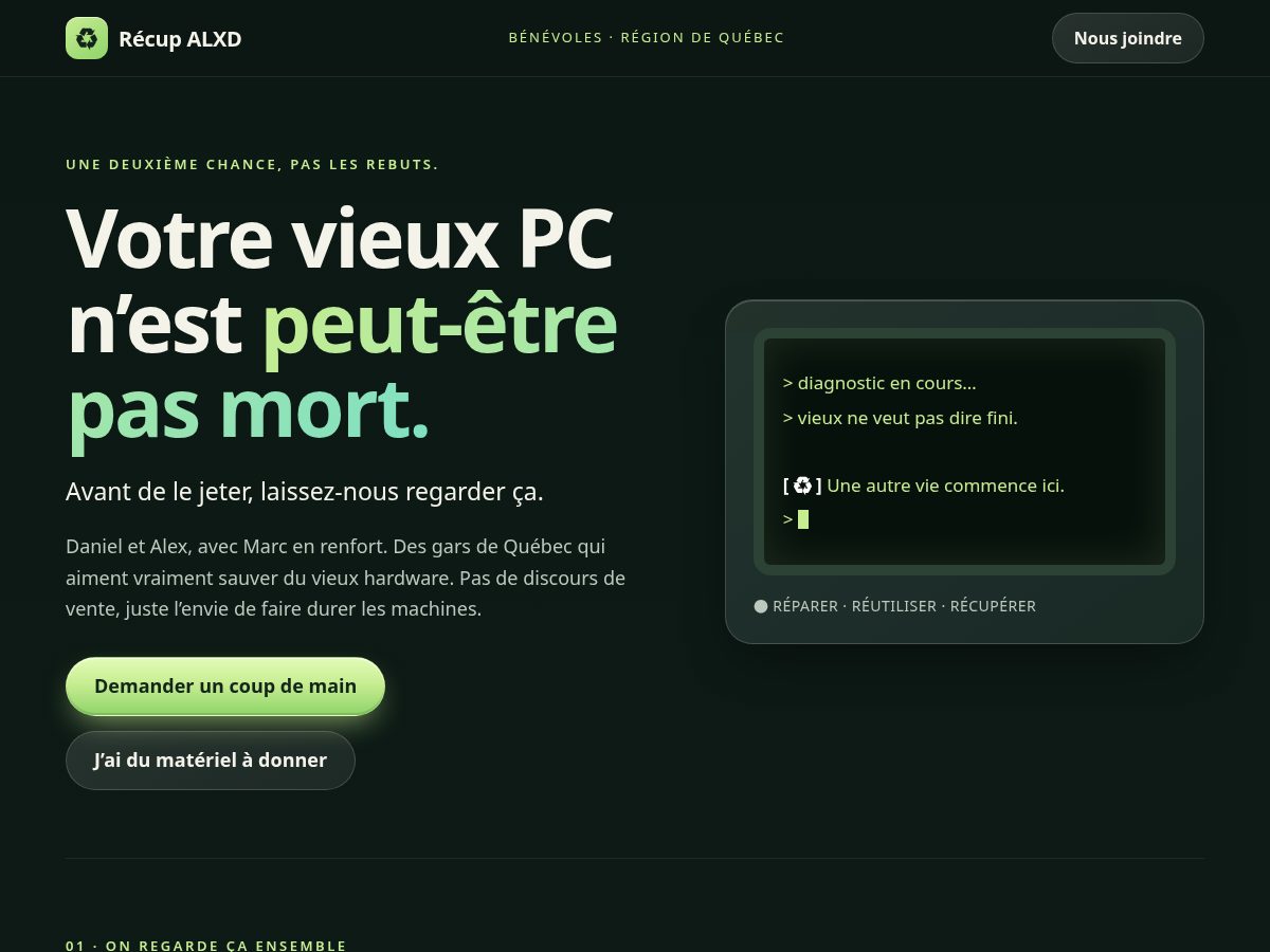 Landing-page snapshot of reparoquebec.org