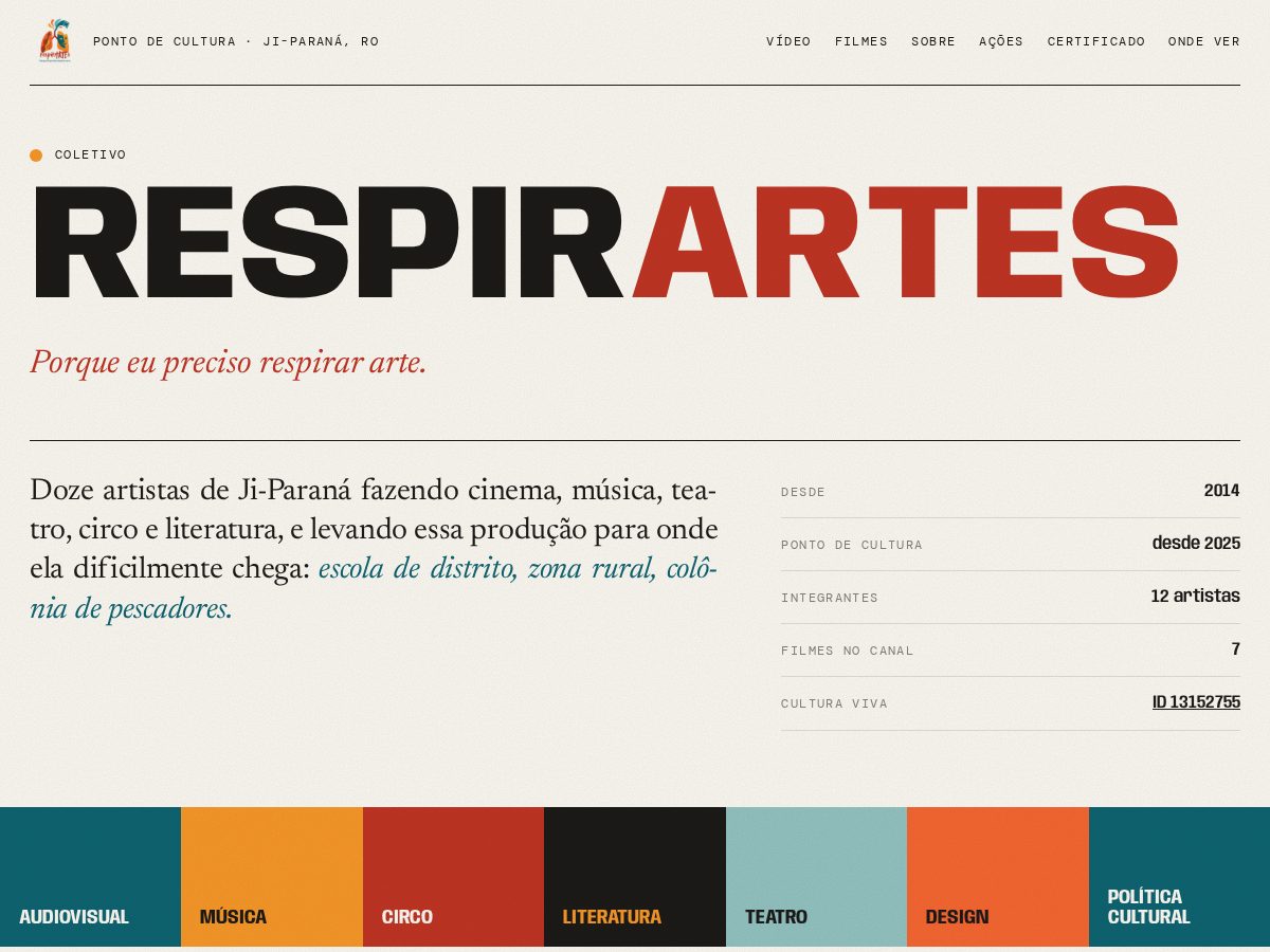 Landing-page snapshot of respirartes.com