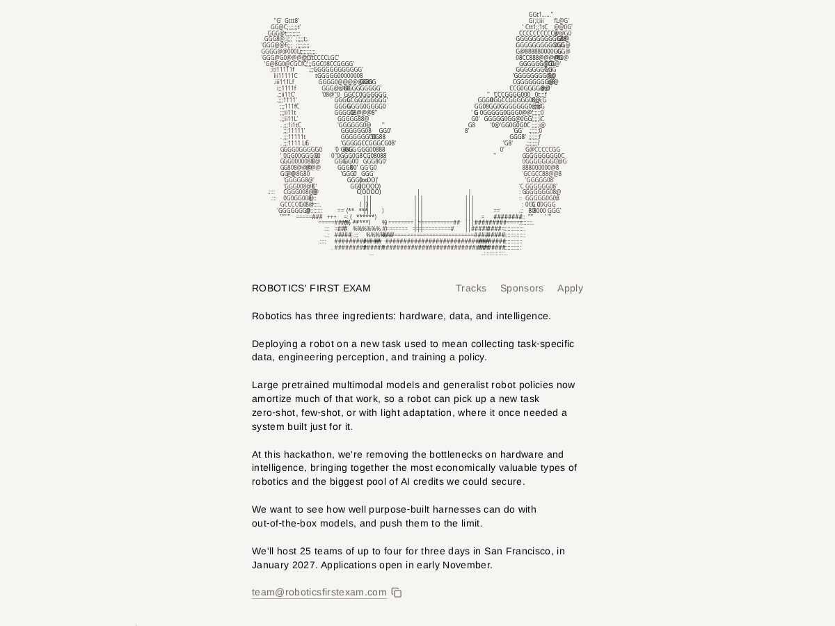 Landing-page snapshot of roboticsfirstexam.com