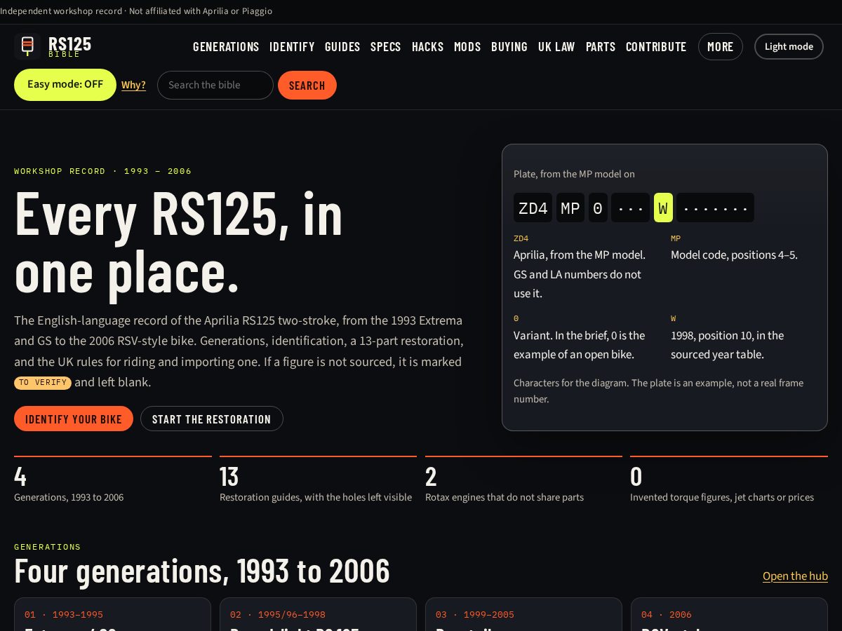 Landing-page snapshot of rs125bible.com