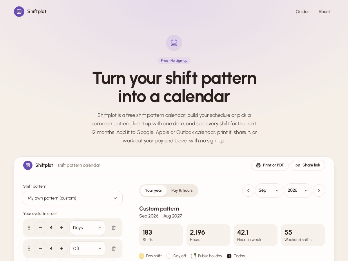Landing-page snapshot of shiftplot.com