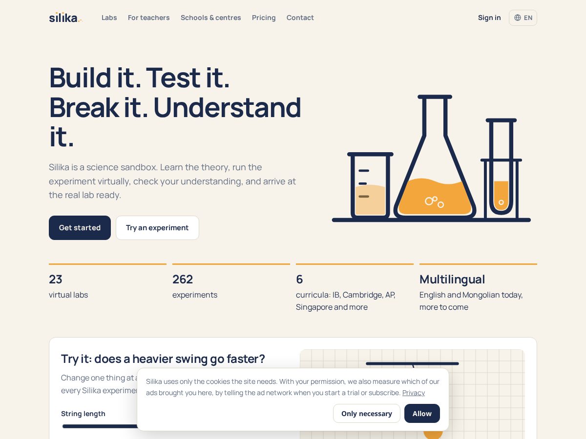 Landing-page snapshot of silika.org