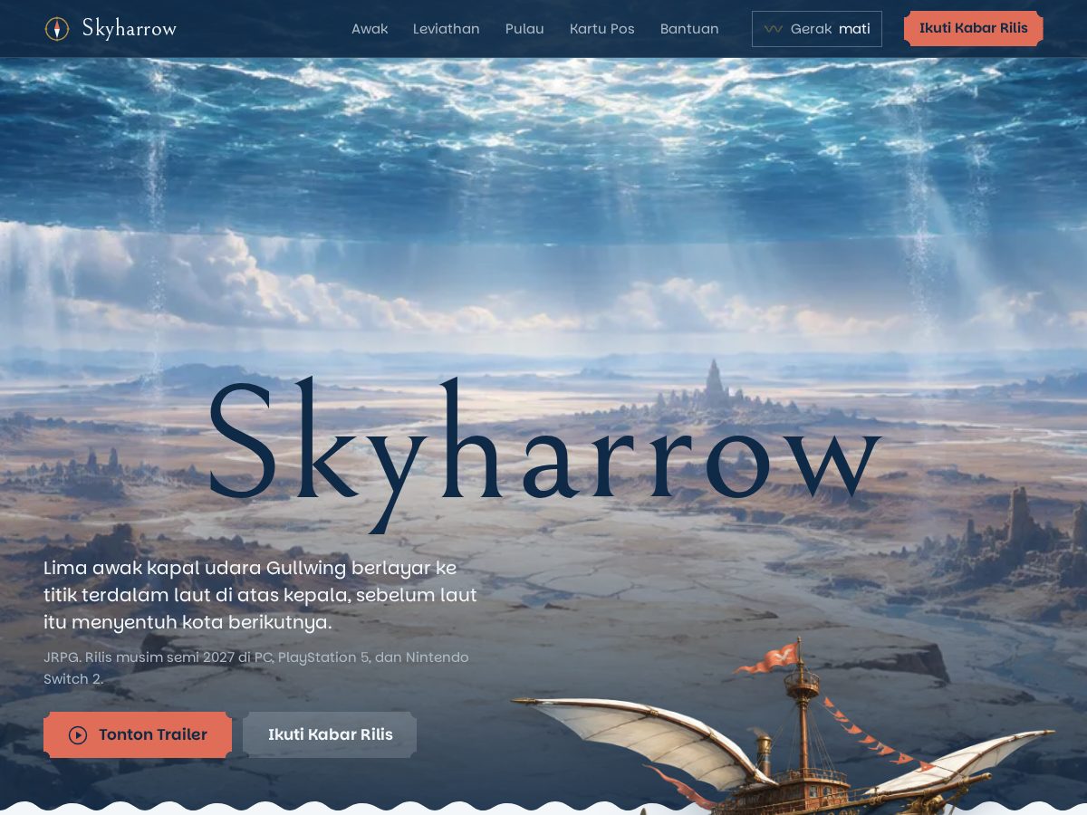 Landing-page snapshot of skyharrow.com