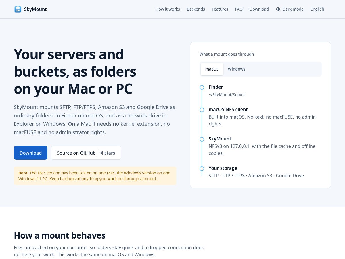 Landing-page snapshot of skymount.space