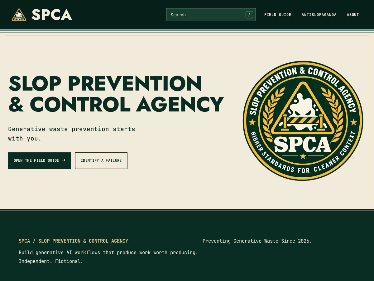 Landing-page snapshot of slopcontrol.org
