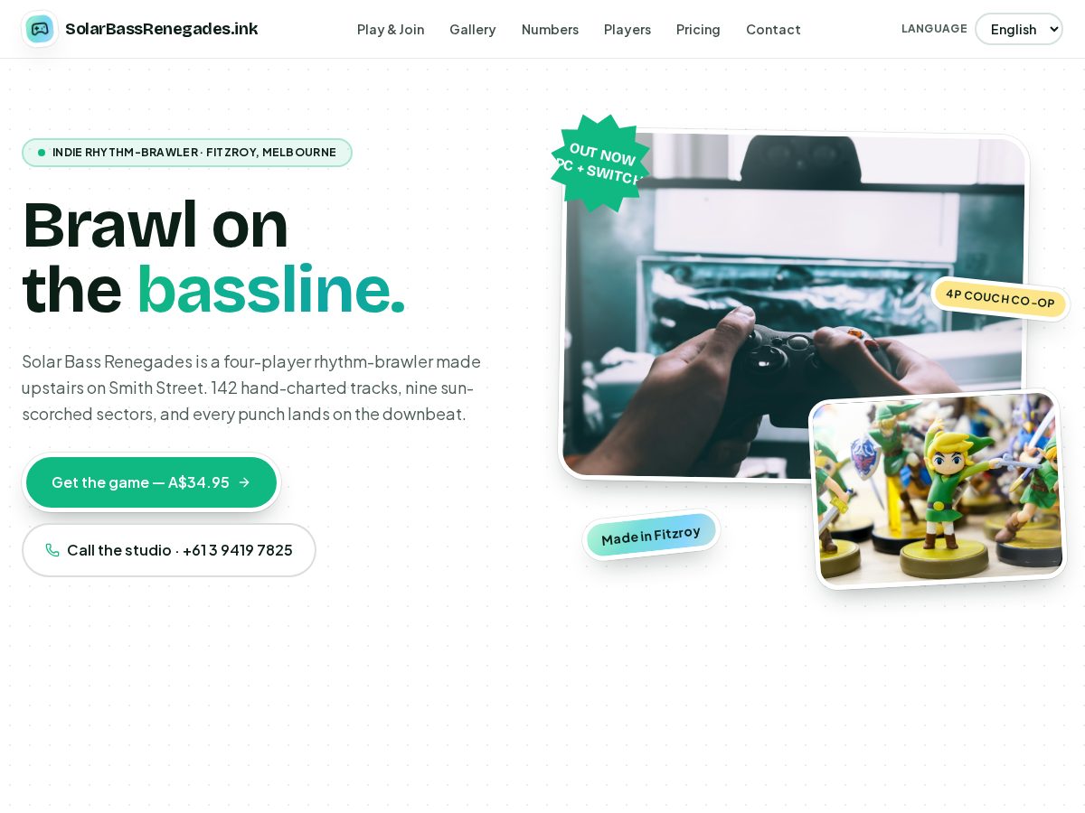 Landing-page snapshot of solarbassrenegades.ink