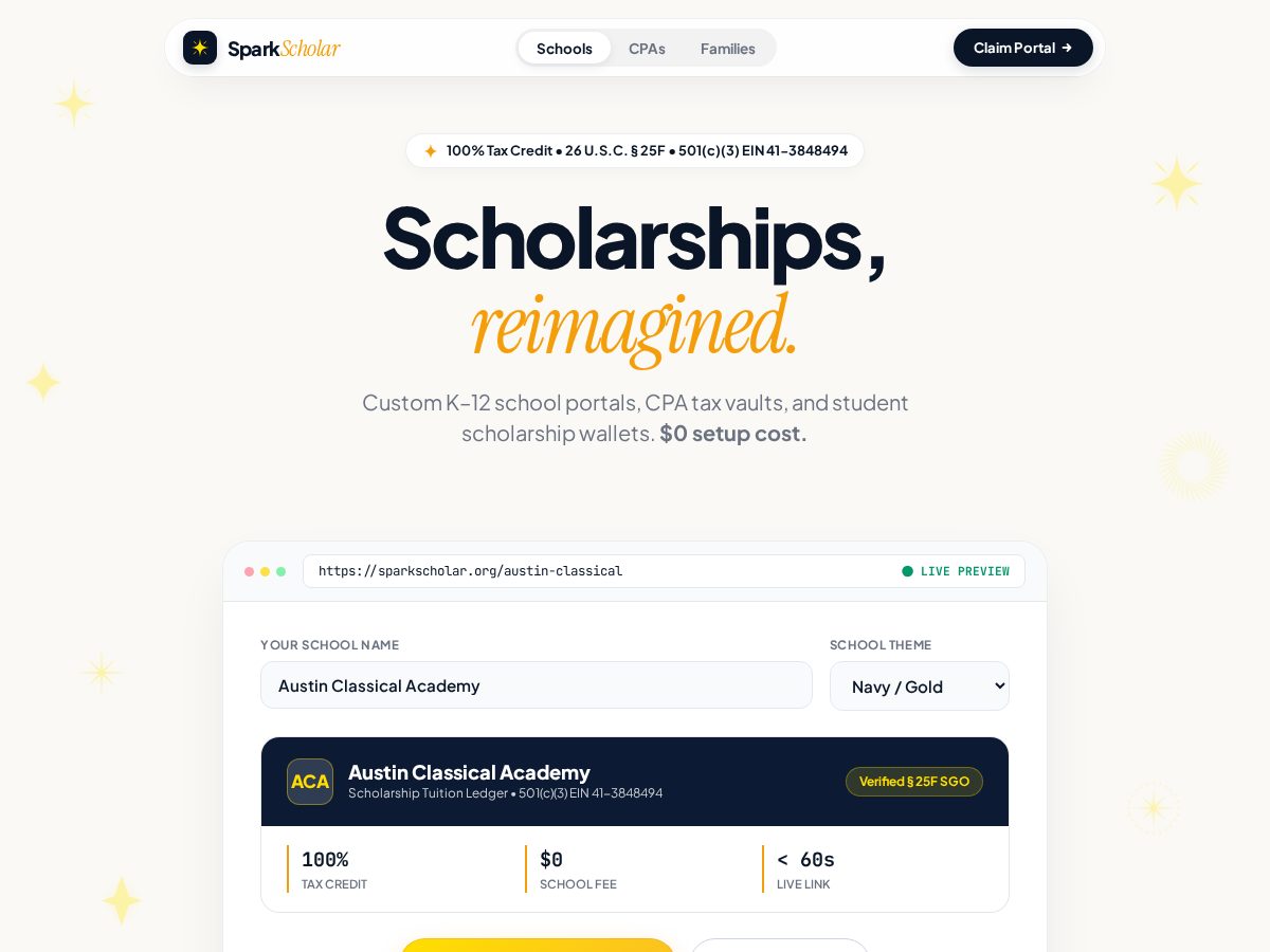 Landing-page snapshot of sparkscholar.org