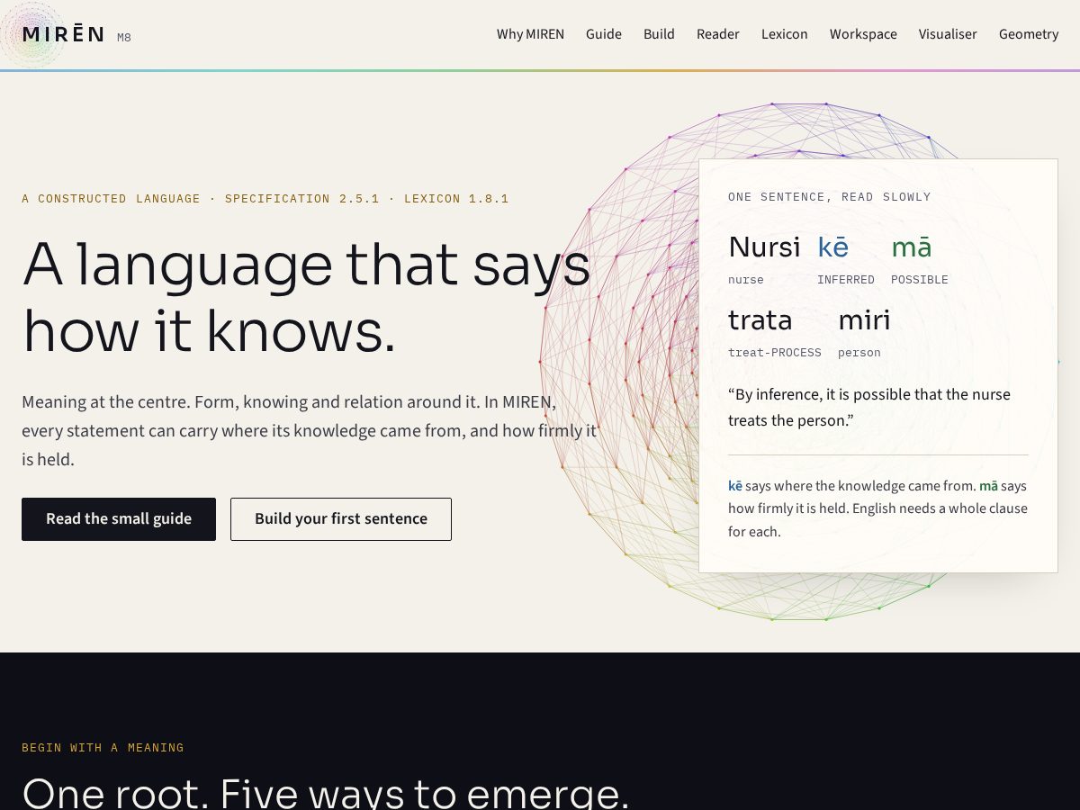 Landing-page snapshot of speakmiren.org
