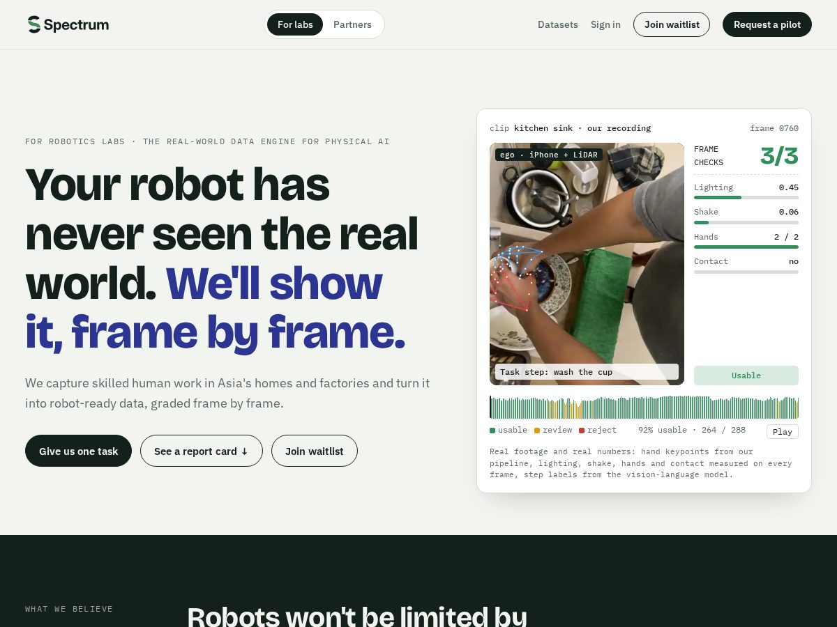Landing-page snapshot of spectrumrobot.com